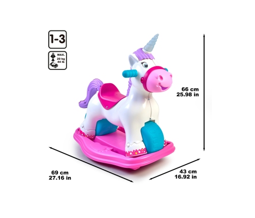 FEBER Interaktywny Bujany Jednorożec 2w1 – Jeździk Biegowy
