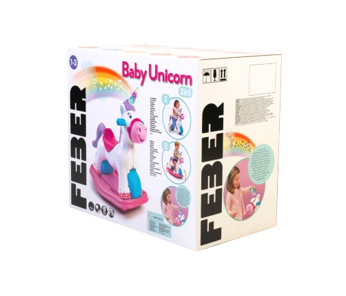 FEBER Interaktywny Bujany Jednorożec 2w1 – Jeździk Biegowy