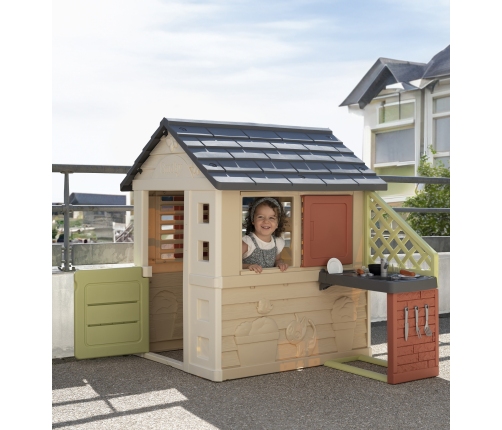 Smoby Domek Nature z kuchnią + 17 akcesoriów