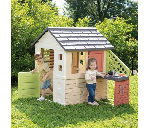 Smoby Domek Nature z kuchnią + 17 akcesoriów