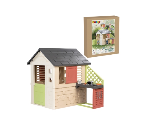 Smoby Domek Nature z kuchnią + 17 akcesoriów