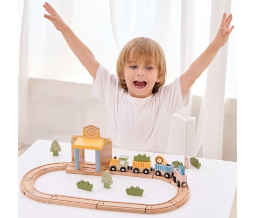 Viga PolarB Drewniany Zestaw Kolejowy 30 el.