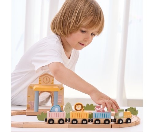 Viga PolarB Drewniany Zestaw Kolejowy 30 el.