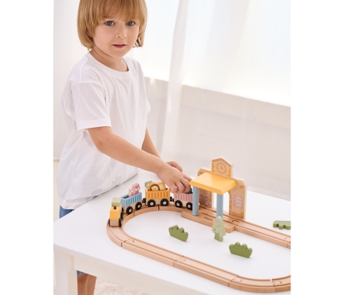 Viga PolarB Drewniany Zestaw Kolejowy 30 el.