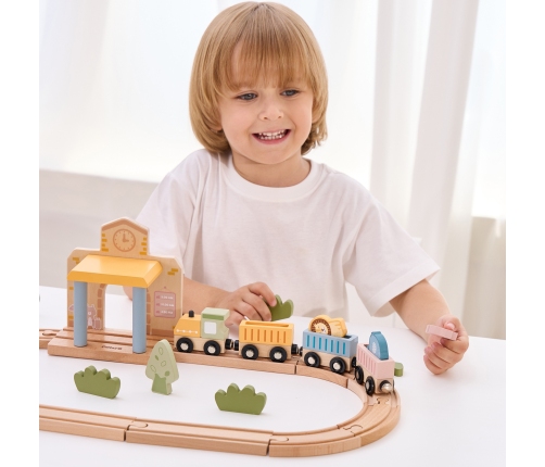 Viga PolarB Drewniany Zestaw Kolejowy 30 el.