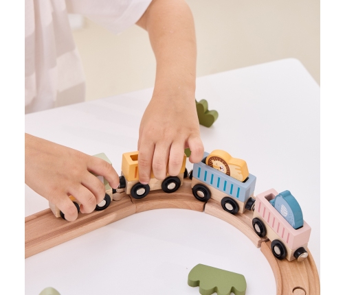 Viga PolarB Drewniany Zestaw Kolejowy 30 el.