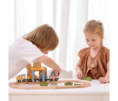 Viga PolarB Drewniany Zestaw Kolejowy 30 el.