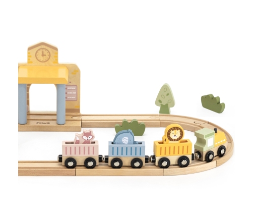 Viga PolarB Drewniany Zestaw Kolejowy 30 el.