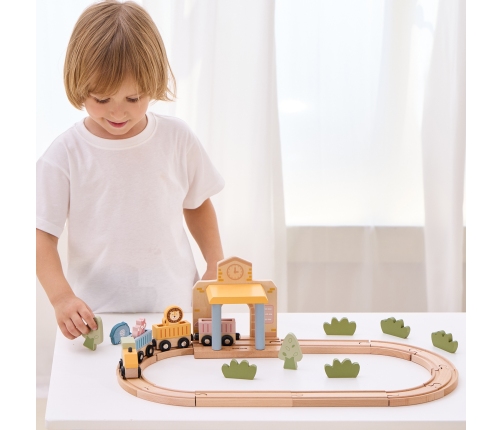 Viga PolarB Drewniany Zestaw Kolejowy 30 el.