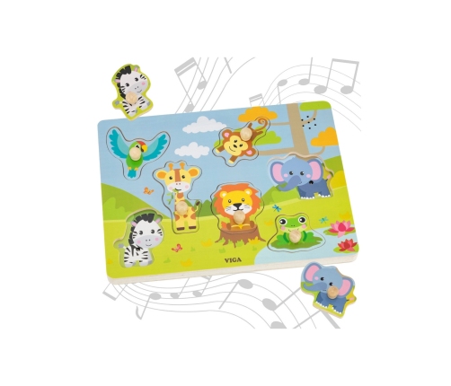 VIGA Puzzle Dźwiękowe Dopasuj Zwierzęta Egzotyczne