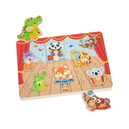 VIGA Puzzle Dźwiękowe Dopasuj Muzykujące Zwierzęta