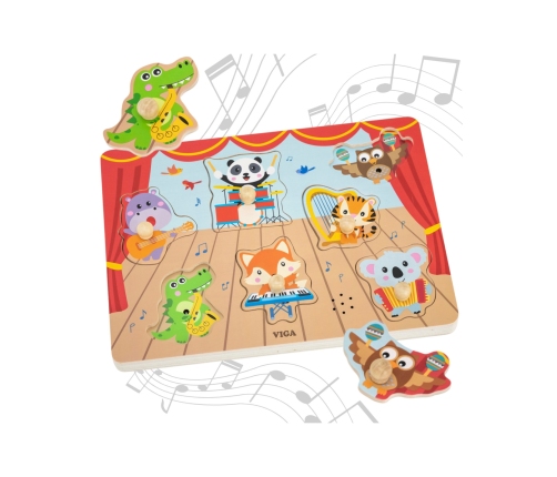 VIGA Puzzle Dźwiękowe Dopasuj Muzykujące Zwierzęta