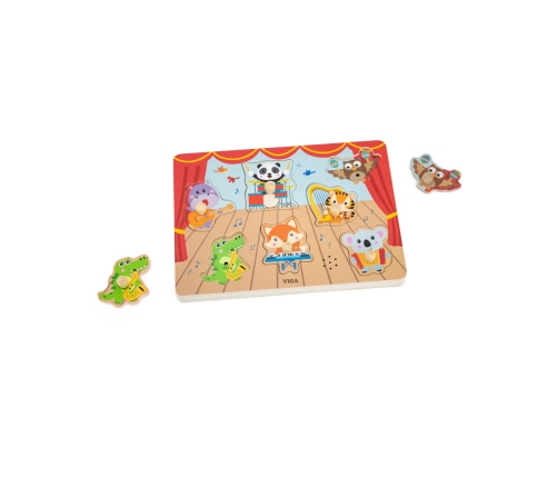VIGA Puzzle Dźwiękowe Dopasuj Muzykujące Zwierzęta