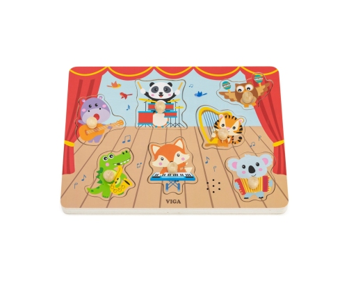 VIGA Puzzle Dźwiękowe Dopasuj Muzykujące Zwierzęta