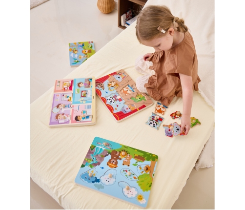 VIGA Puzzle Dźwiękowe Dopasuj Muzykujące Zwierzęta