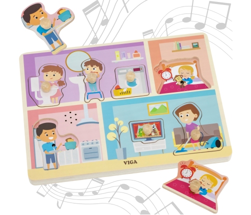 VIGA Puzzle Dźwiękowe Dopasuj Codzienne Aktywności