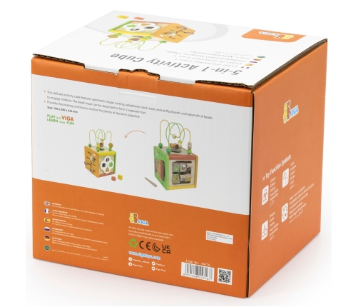 VIGA Drewniana Kostka Edukacyjna 5w1