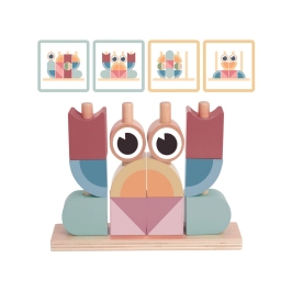 TOOKY TOY Krab Układanka Drewniana Stosy Klocki Bloki Pastelowy