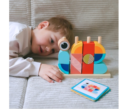 TOOKY TOY Krab Układanka Drewniana Stosy Klocki Bloki Pastelowy