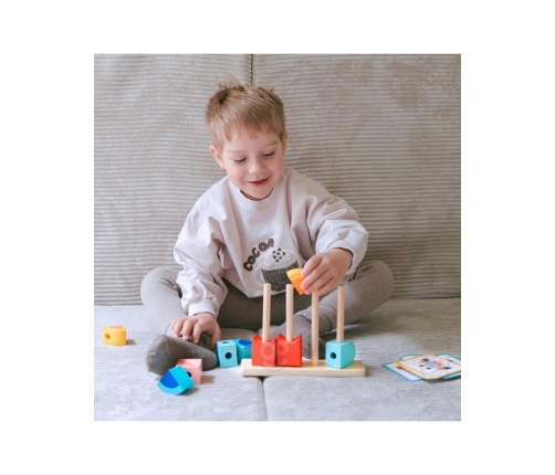 TOOKY TOY Krab Układanka Drewniana Stosy Klocki Bloki Pastelowy