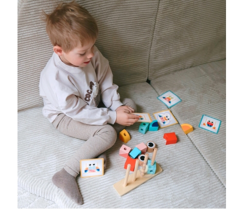 TOOKY TOY Krab Układanka Drewniana Stosy Klocki Bloki Pastelowy