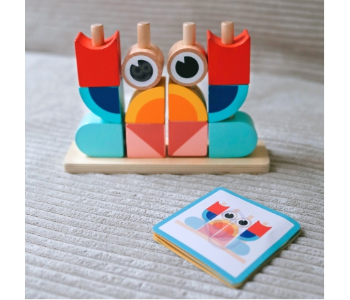 TOOKY TOY Krab Układanka Drewniana Stosy Klocki Bloki Pastelowy