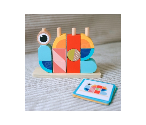 TOOKY TOY Krab Układanka Drewniana Stosy Klocki Bloki Pastelowy