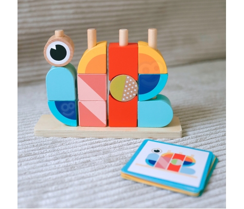 TOOKY TOY Krab Układanka Drewniana Stosy Klocki Bloki Pastelowy