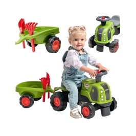 FALK Jeździk Claas 470 Arion Zielony z Przyczepką + Zestaw do piasku