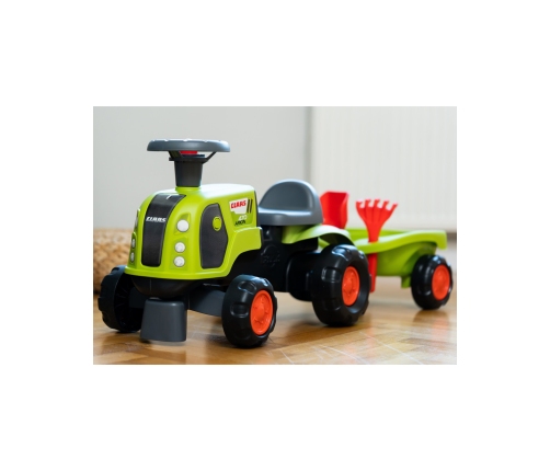 FALK Jeździk Claas 470 Arion Zielony z Przyczepką + Zestaw do piasku