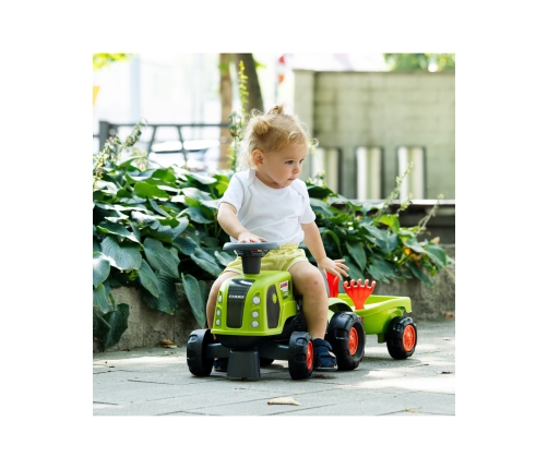 FALK Jeździk Claas 470 Arion Zielony z Przyczepką + Zestaw do piasku