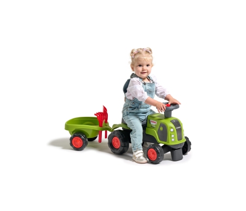 FALK Jeździk Claas 470 Arion Zielony z Przyczepką + Zestaw do piasku