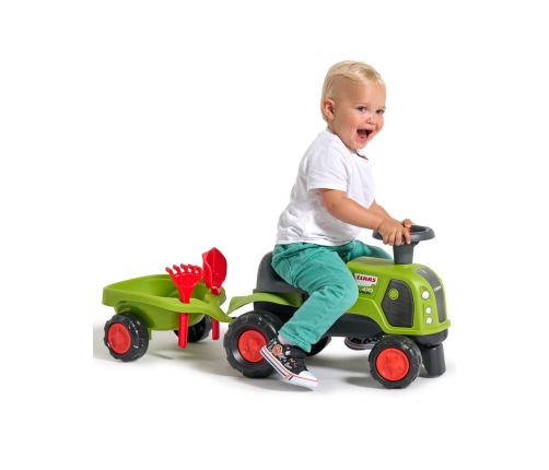 FALK Jeździk Claas 470 Arion Zielony z Przyczepką + Zestaw do piasku