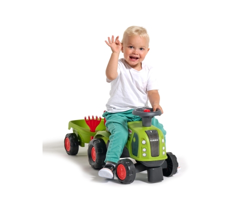 FALK Jeździk Claas 470 Arion Zielony z Przyczepką + Zestaw do piasku