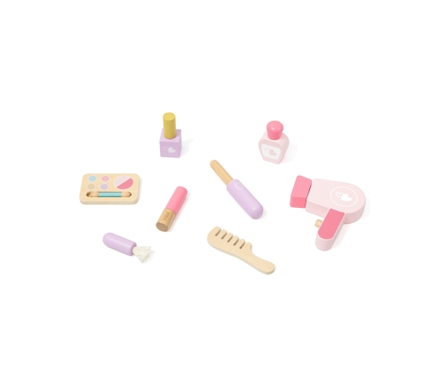 VIGA Duża Toaletka Drewniana Biało-Różowa z Lustrem i Krzesełkiem