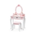 VIGA Duża Toaletka Drewniana Biało-Różowa z Lustrem i Krzesełkiem