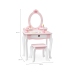 VIGA Duża Toaletka Drewniana Biało-Różowa z Lustrem i Krzesełkiem