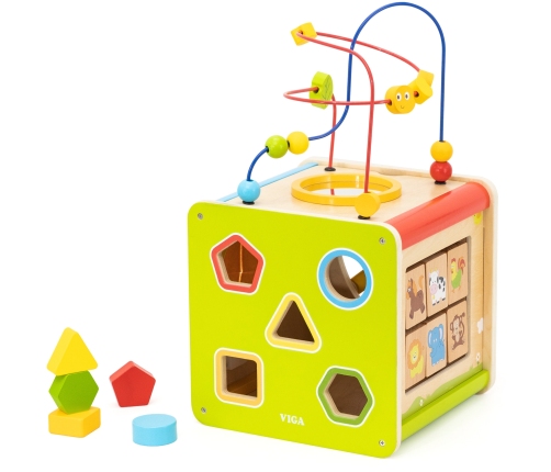 Viga Drewniana Kostka Edukacyjna 5w1