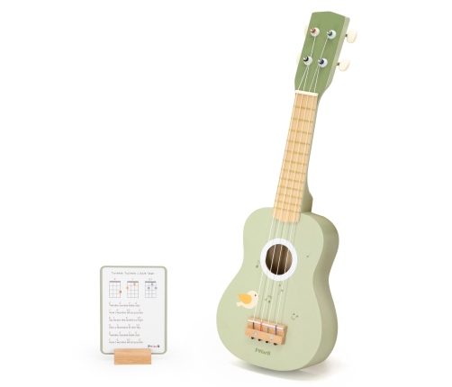 Viga Drewniane Ukulele Gitara Dla Dzieci Zielone Z Nutami