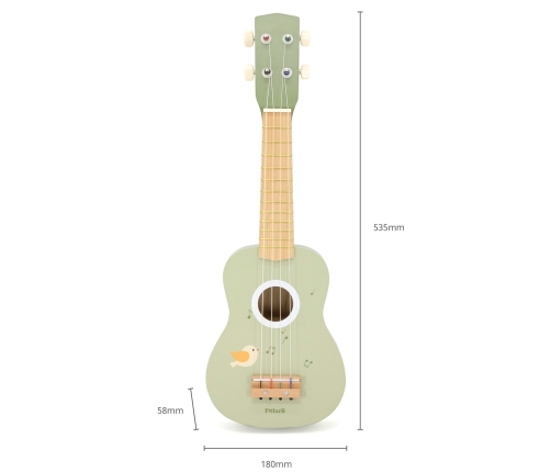 Viga Drewniane Ukulele Gitara Dla Dzieci Zielone Z Nutami