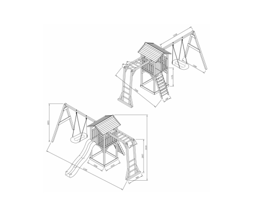 AXI Plac Zabaw Drewniany Wieża z Huśtawką Drabinki Wspinaczkowe Zjeżdżalnia XLL