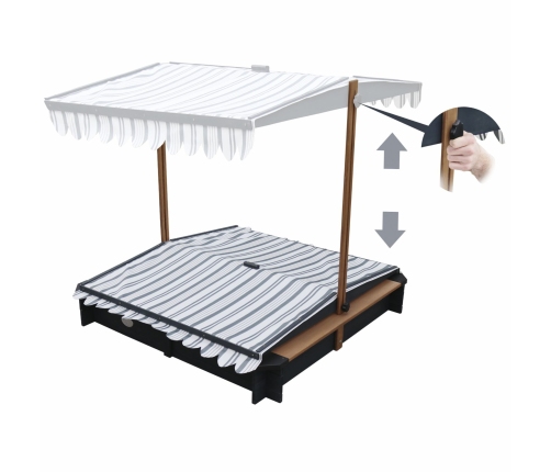 AXI Drewniana Piaskownica z Daszkiem Zamykana z Ławkami