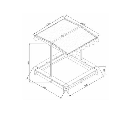 AXI Drewniana Piaskownica z Daszkiem Zamykana z Ławkami