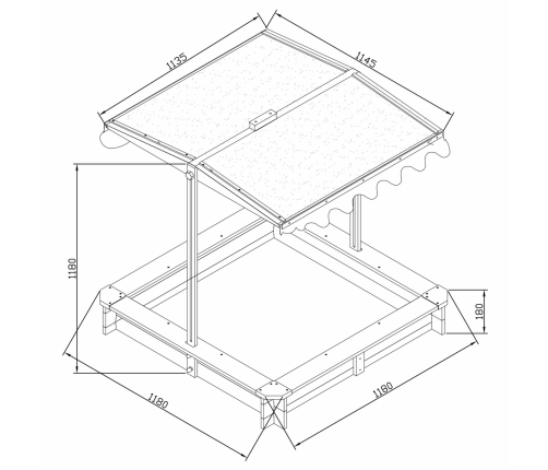 AXI Drewniana Piaskownica z Daszkiem Zamykana z Ławkami