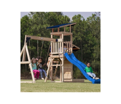 AXI Drewniany Duży Plac Zabaw Huśtawki Zjeżdżalnia Wieża + Piaskownica
