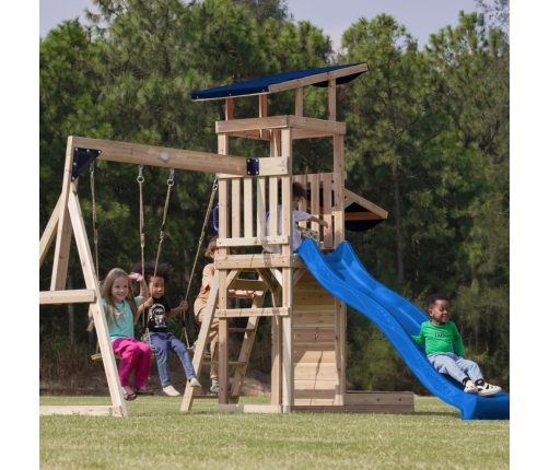 AXI Drewniany Duży Plac Zabaw Huśtawki Zjeżdżalnia Wieża + Piaskownica