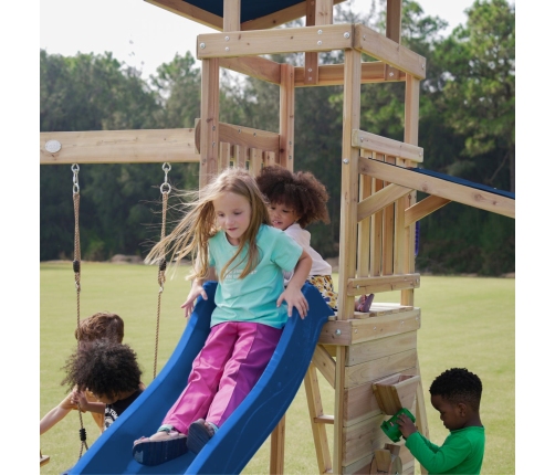 AXI Drewniany Duży Plac Zabaw Huśtawki Zjeżdżalnia Wieża + Piaskownica