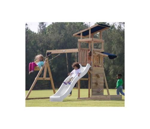 AXI Drewniany Duży Plac Zabaw Huśtawki Zjeżdżalnia Wieża + Piaskownica - Biały