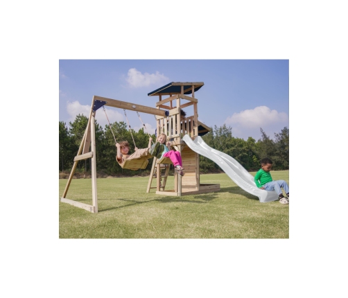 AXI Drewniany Duży Plac Zabaw Huśtawki Zjeżdżalnia Wieża + Piaskownica - Biały