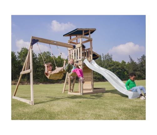 AXI Drewniany Duży Plac Zabaw Huśtawki Zjeżdżalnia Wieża + Piaskownica - Biały